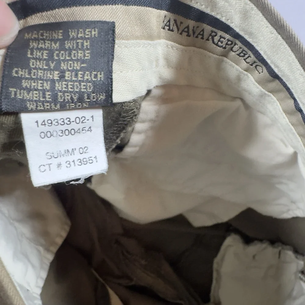 Banana Republic Vintage Y2K Khaki Pleated Chino Pants Men's 36x34 Tan Cotton